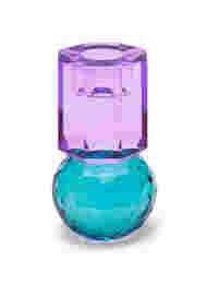 Ljusstake i kristallglas, Violet/Petrol