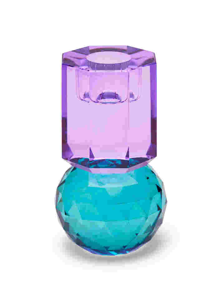 Ljusstake i kristallglas, Violet/Petrol, Packshot image number 0