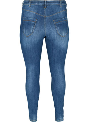 Amy Jeans med slitna detaljer, Blue denim, Packshot image number 1