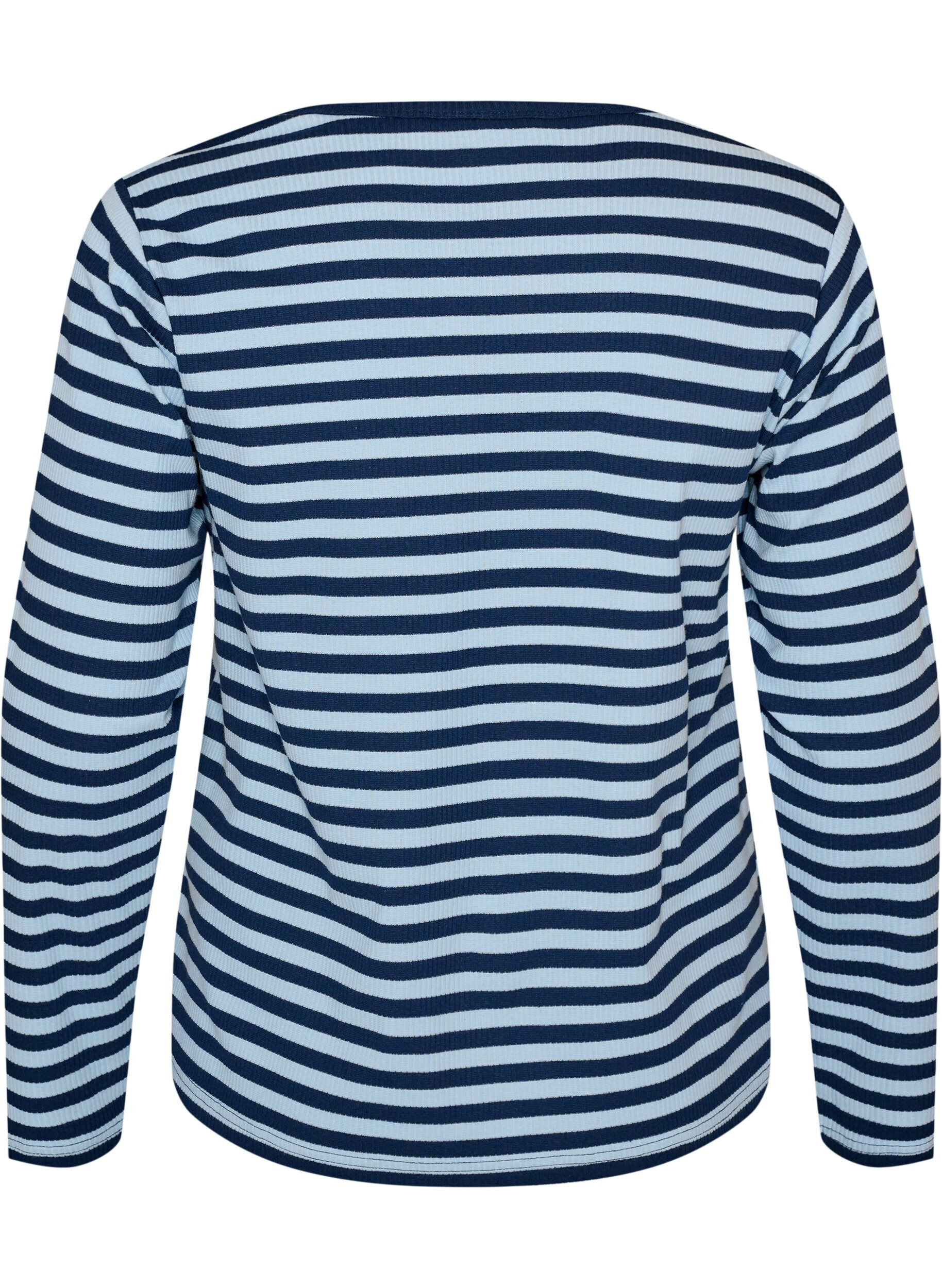 ZizziL&aring;ng&auml;rmad natt-topp i ribbad trik&aring; med r&auml;nder, Bl&aring;, Packshot image number 1