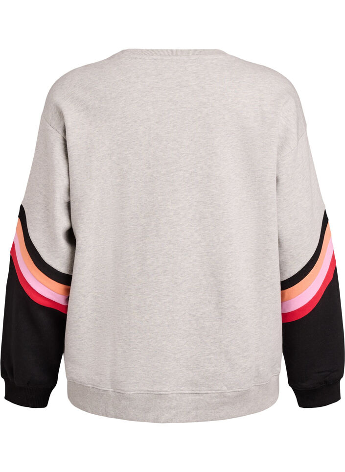 L&ouml;s sweatshirt med kontrastdetaljer p&aring; &auml;rmarna, Gr&aring;, Packshot image number 1