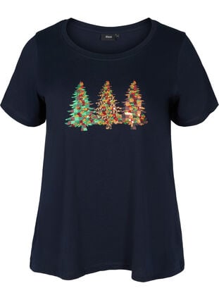 T-shirt med julmotiv och paljetter, Night Sky, Packshot image number 0