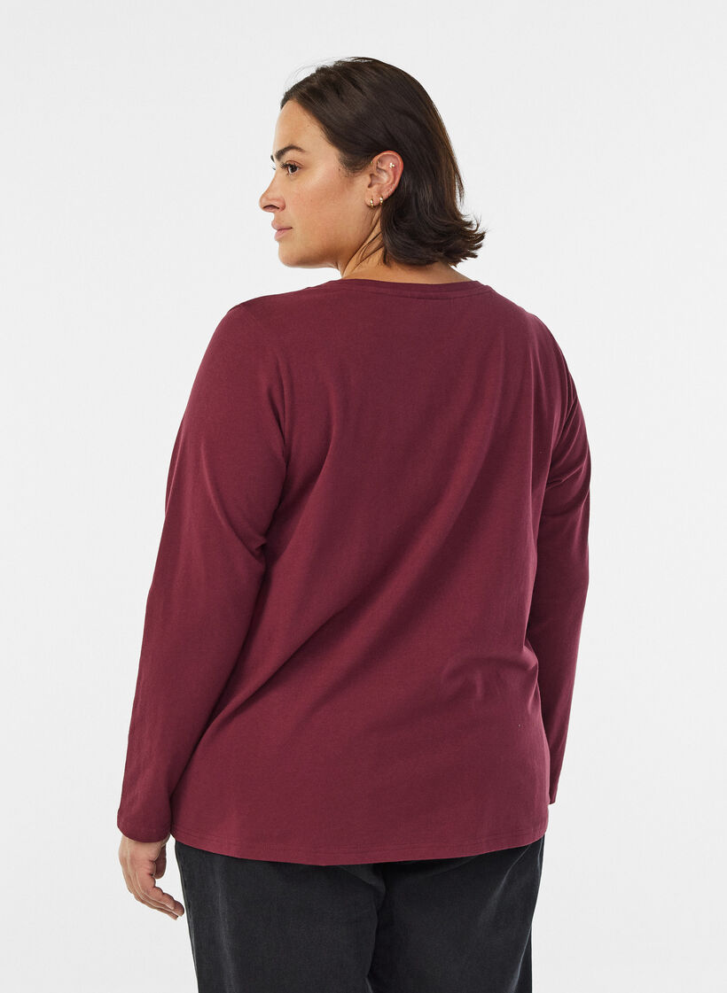 Baslinne i jersey med l&aring;nga &auml;rmar, M&ouml;rk Bordeaux, Model image number 2