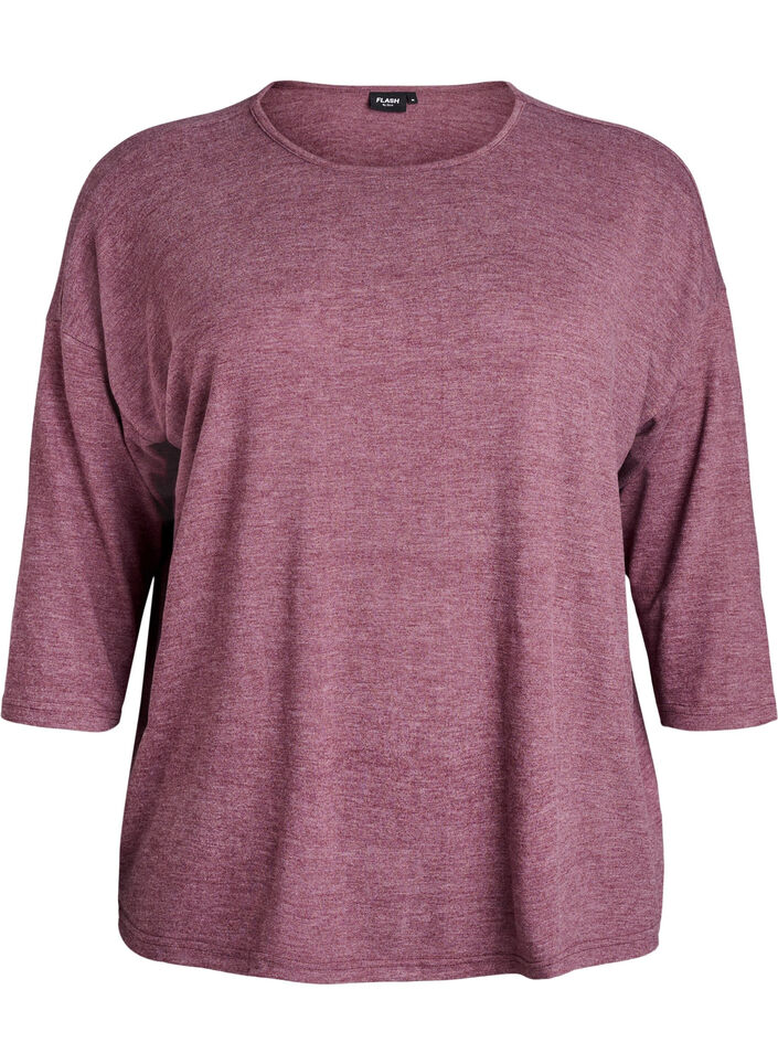 Jerseyblus med 3/4-&auml;rm, R&ouml;d, Packshot image number 0