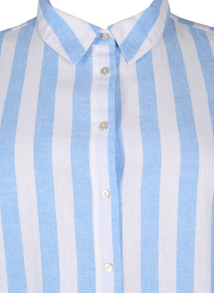 Långskjorta i linne och bomull, Blue White Stripe, Packshot image number 2