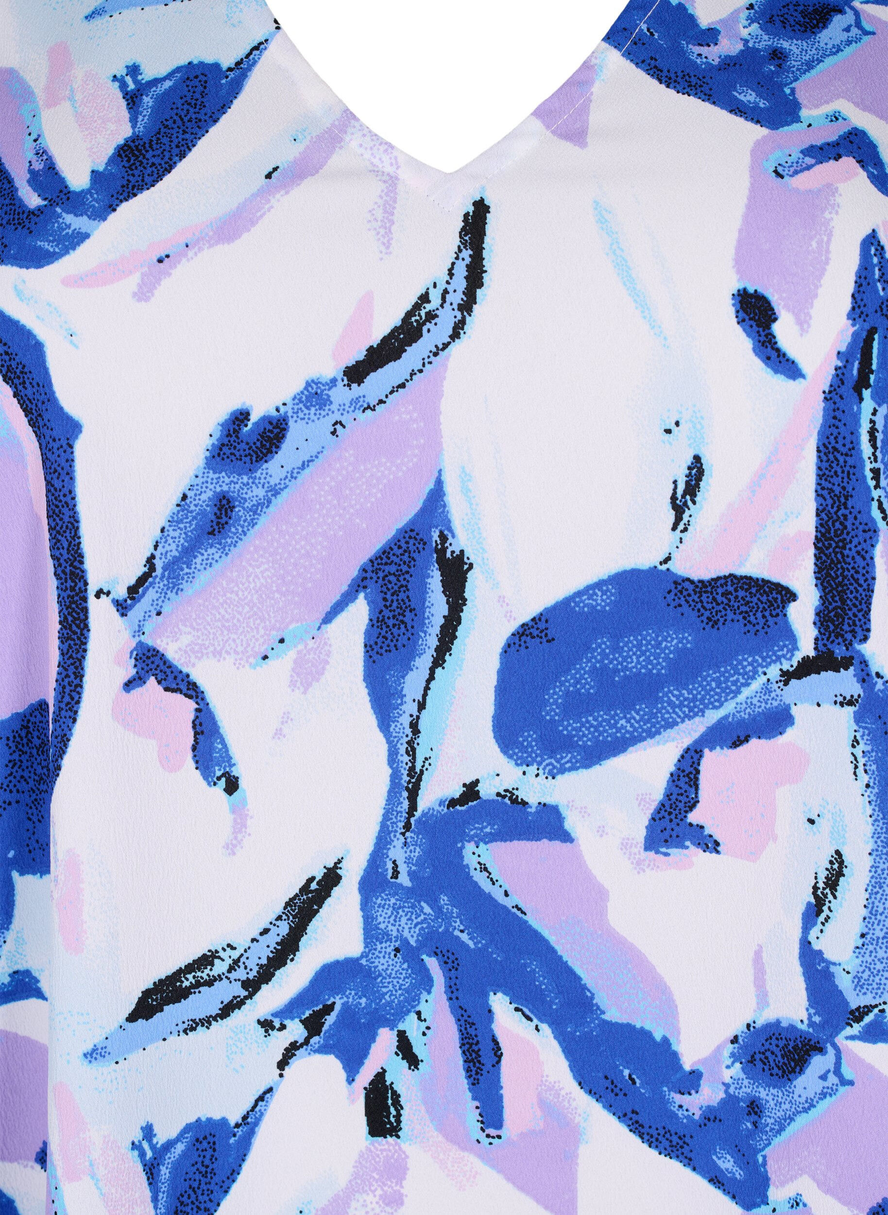 Zizzi FLASH - V-ringad kl&auml;nning med blommigt tryck, Snow White Flower, Packshot image number 2