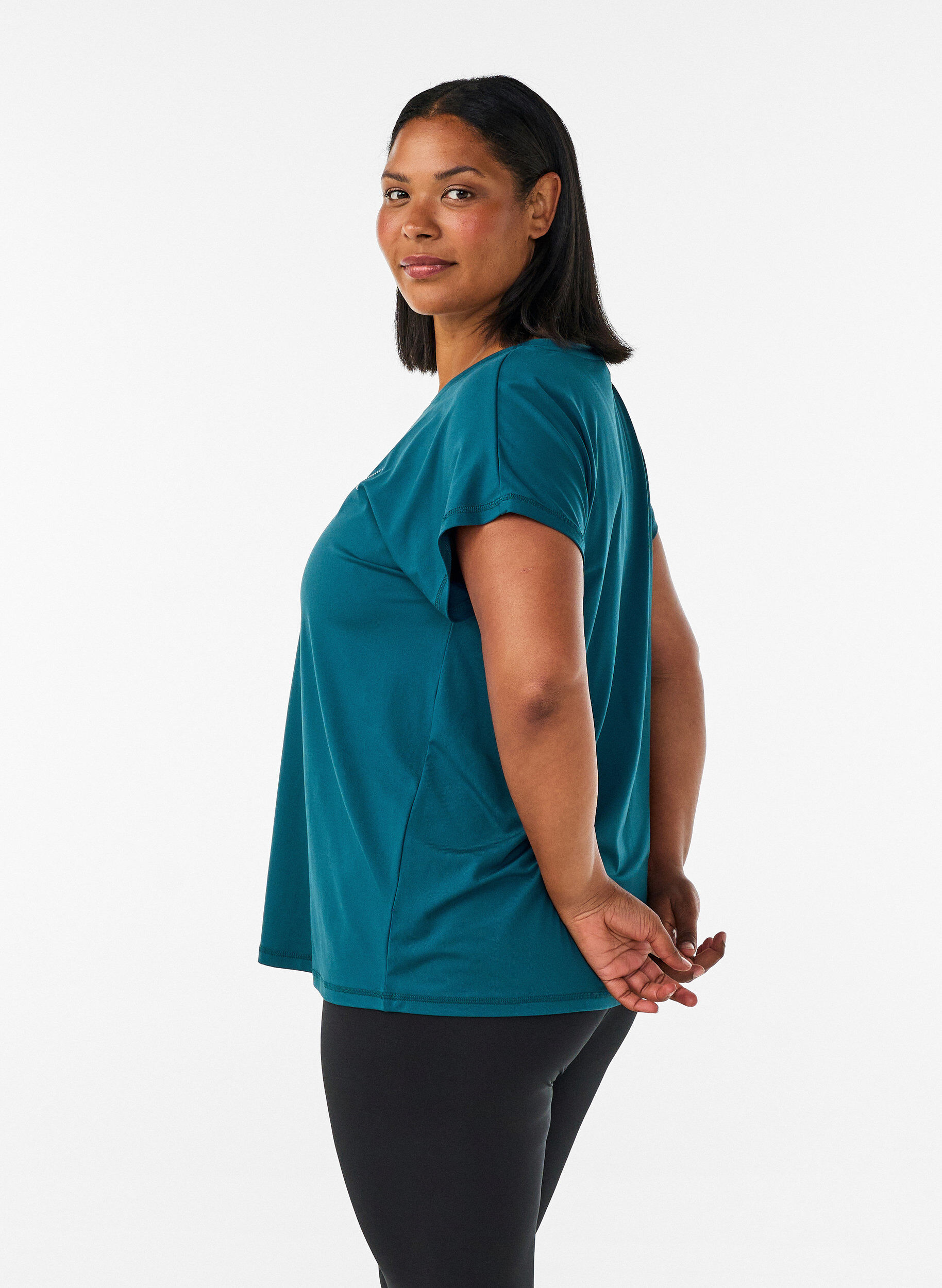 ZizziEnf&auml;rgad tr&auml;nings-T-shirt, Gr&ouml;n, Model image number 2