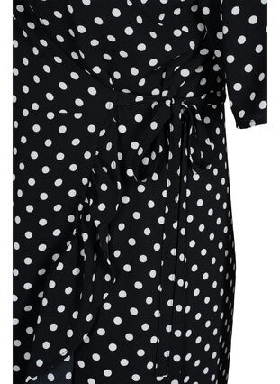 Omlottklänning med tryck och korta ärmar, Black Dot, Packshot image number 3