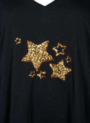 T-shirt i bomull med paljetter, Black W. Star, Packshot image number 2