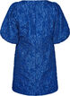 A-linjeformad kl&auml;nning i jacquard med puff&auml;rmar, Bl&aring;, Packshot image number 1
