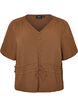 Blus med struktur och knyt i midjan, Brun, Packshot image number 0