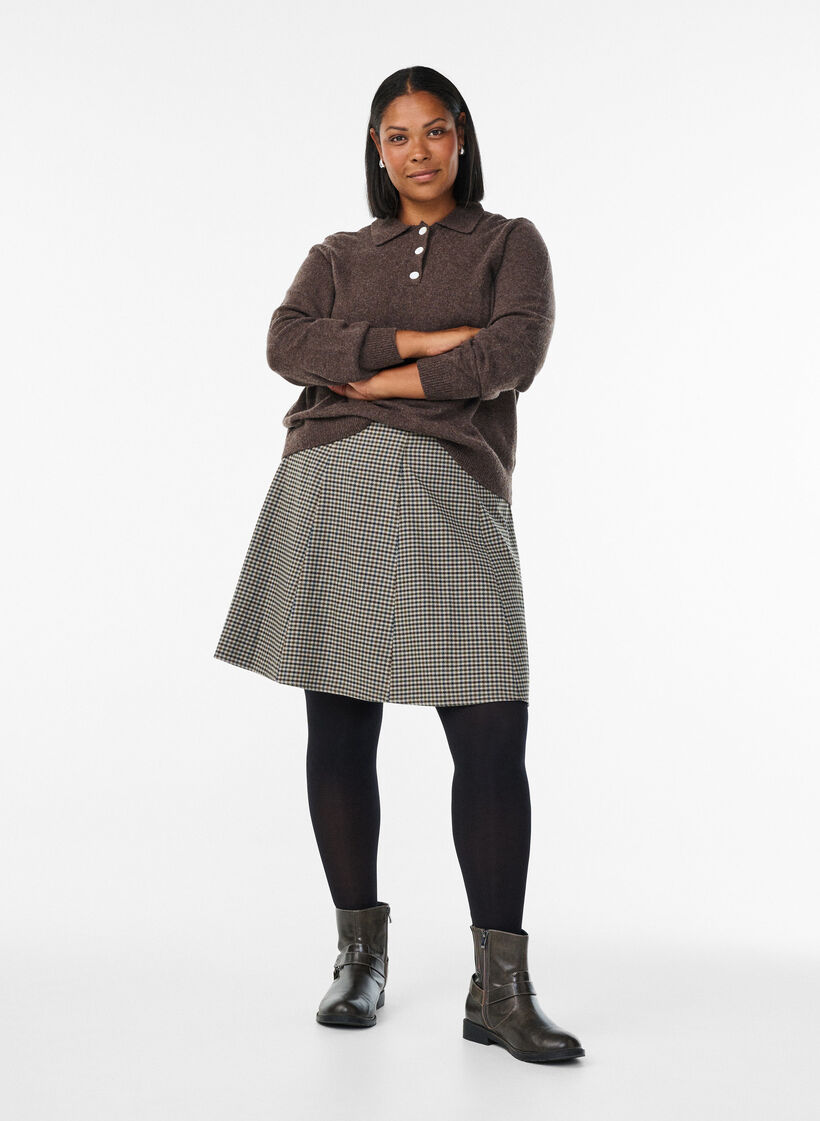 Kort a-linjeformad kjol, Brun, Model image number 1