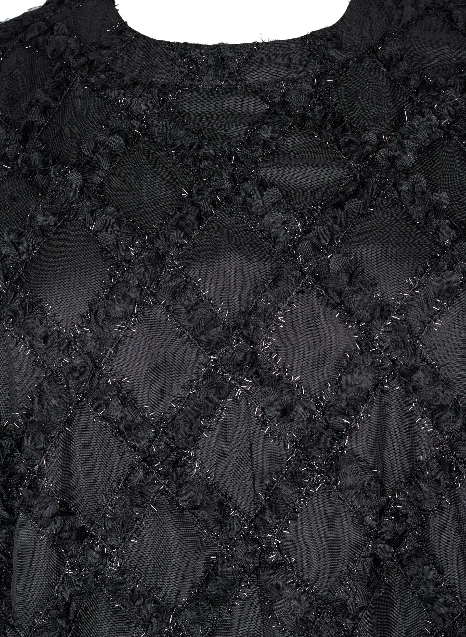 Zizzi Kort strukturerad kl&auml;nning, Black, Packshot image number 2