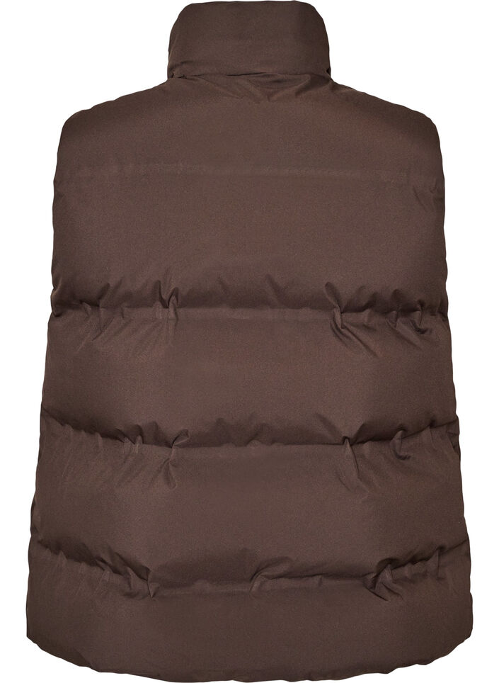 Kort pufferv&auml;st med h&ouml;g krage, Brun, Packshot image number 1