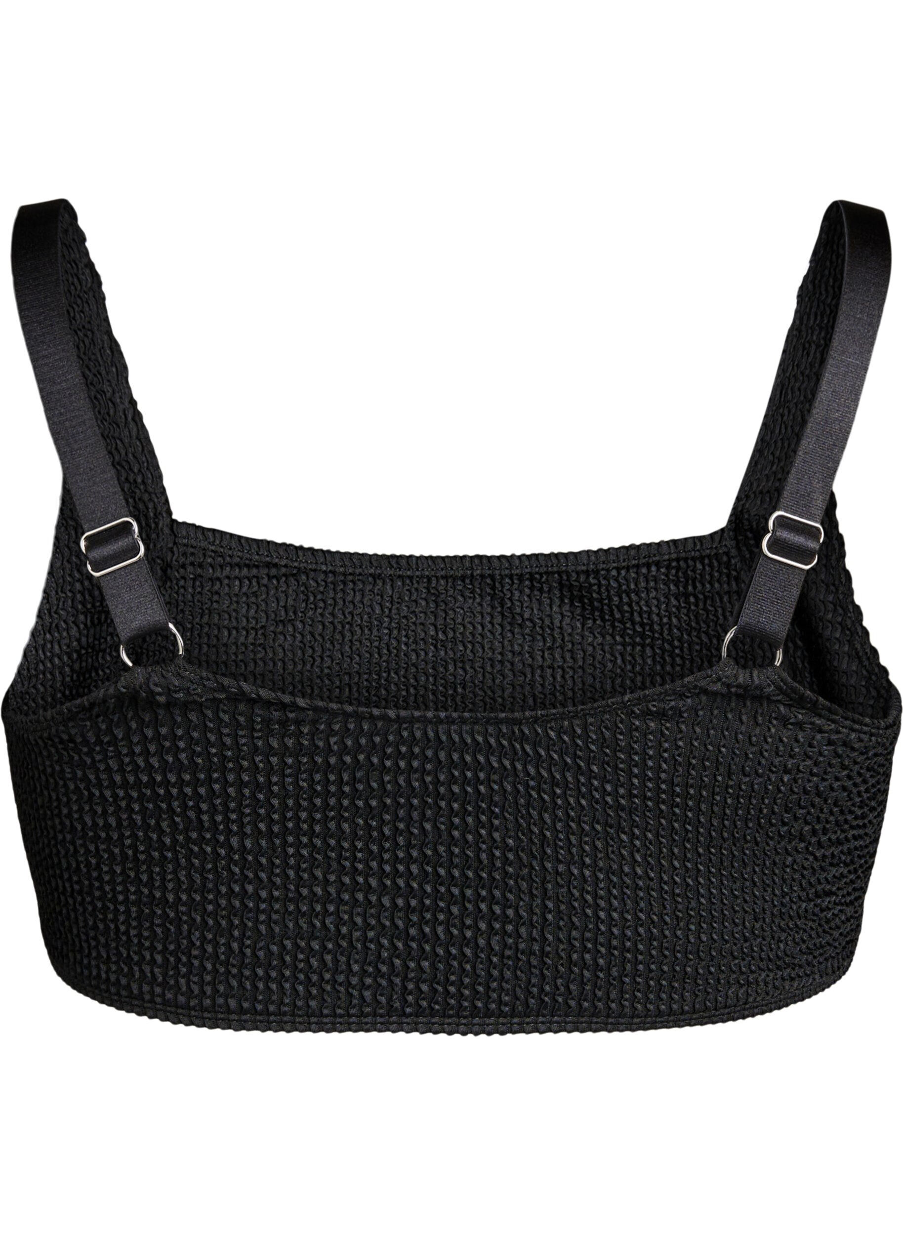 Zizzi Bikinitopp i cr&ecirc;pe med justerbara axelband, Svart, Packshot image number 1