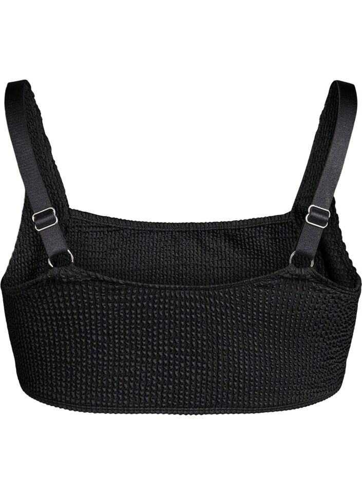 Bikinitopp i crêpe med justerbara axelband, Svart, Packshot image number 1