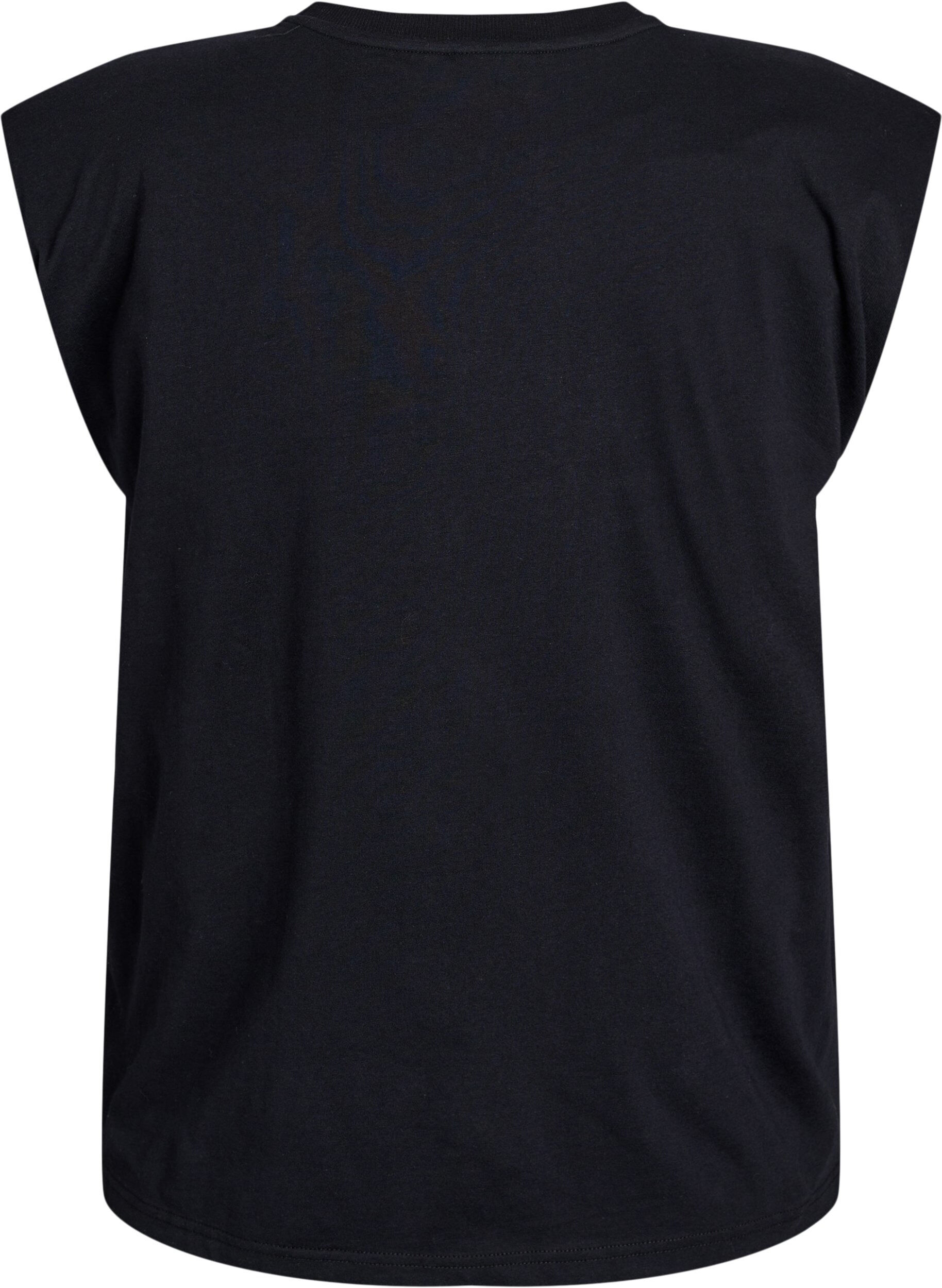 Zizzi &Auml;rml&ouml;s jerseyblus med axelvaddar, Svart, Packshot image number 1