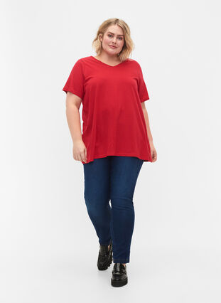 A-linjeskuren t-shirt med korta ärmar, Lipstick Red, Model image number 2