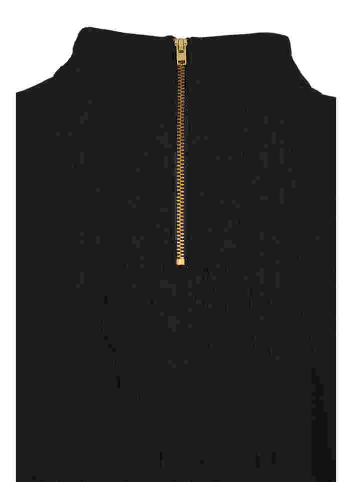 Blus med hög hals och 3/4-ärmar, Black, Packshot image number 3