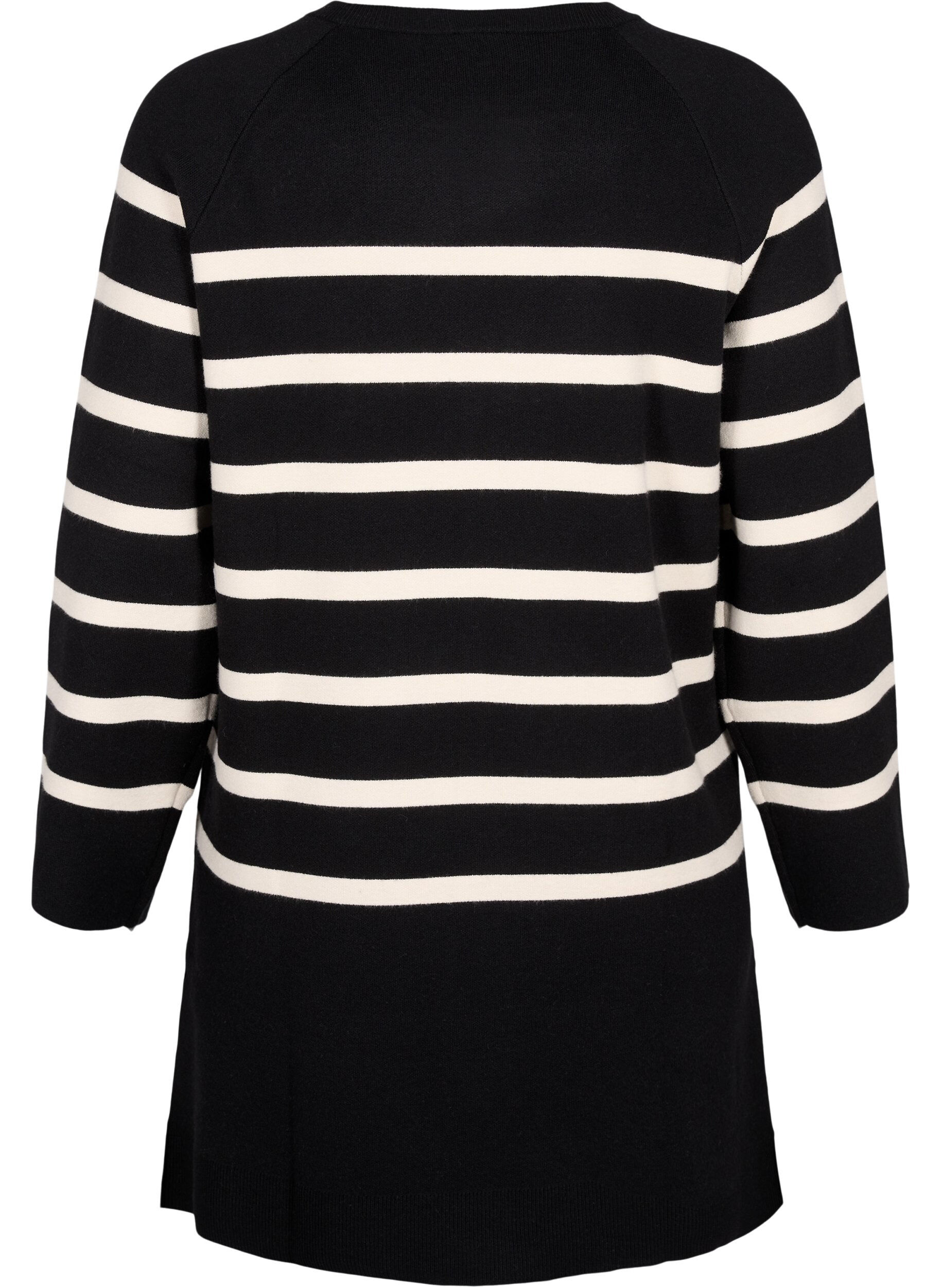 Zizzi Stickad kl&auml;nning med rund halsringning och slits, Svart, Packshot image number 1