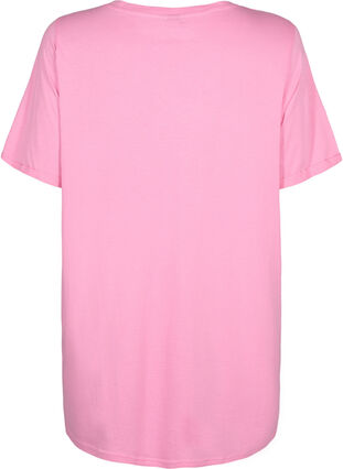 Enfärgad oversize t-shirt med v-hals, Rosebloom, Packshot image number 1
