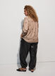 Randig skjorta med broderade blommor, Brun, Model image number 2