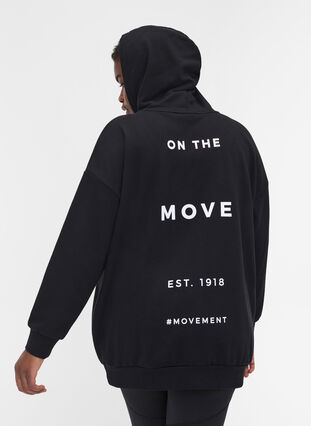 Sweatshirt med huva och tryck, Black Move, Model image number 1