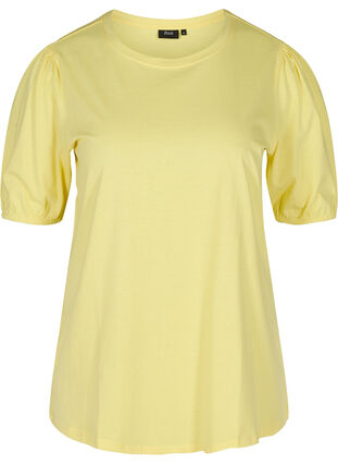 T-shirt med lös passform och ärmar som går till armbågen, Pale Banana, Packshot image number 0
