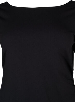 Klänning med drapering och trekvartsärmar, Black, Packshot image number 2