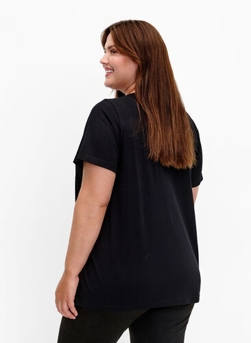 T-shirt i bomull med paljetter, Black W. Be free, Model image number 1
