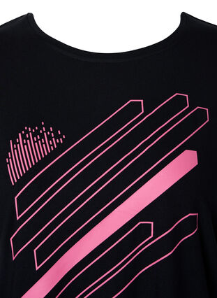 Kortärmad tränings t-shirt med tryck, Black/Pink Print, Packshot image number 2