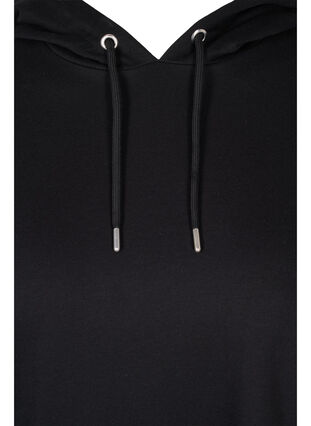 Sweatshirtklänning med 3/4 ärmar och huva, Black, Packshot image number 2