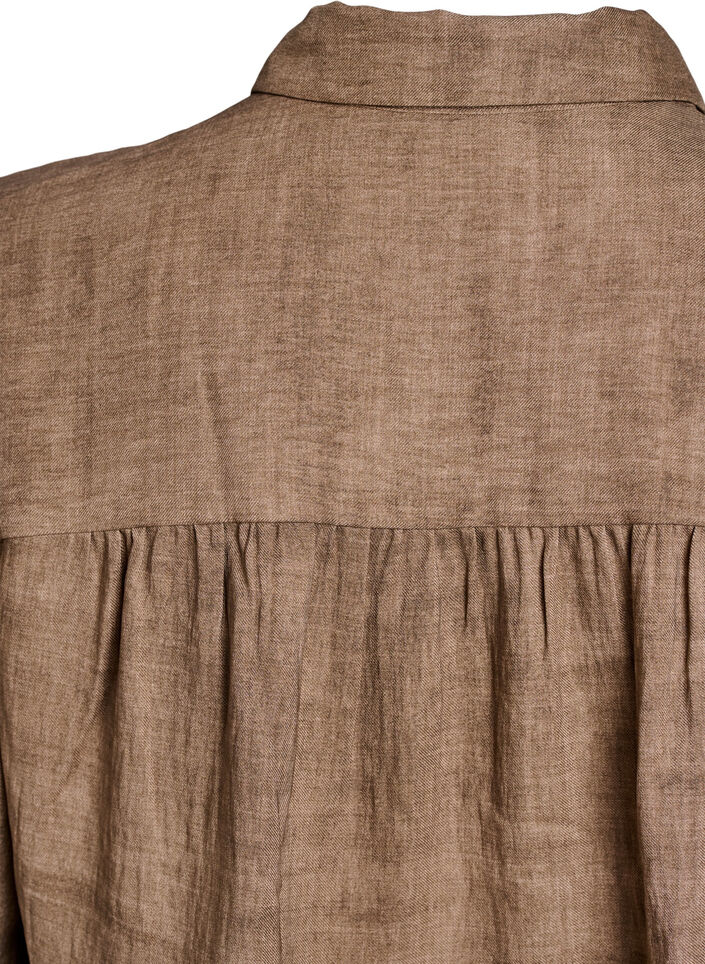 Lös blus med krage och knappar, Brun, Packshot image number 3