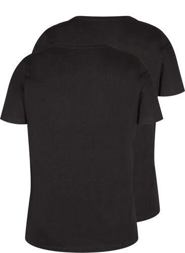 2-pack kortärmade t-shirtar i bomull, Black/Black, Packshot image number 1
