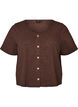 Blus i bomull med struktur och knappkn&auml;ppning, Brun, Packshot image number 0