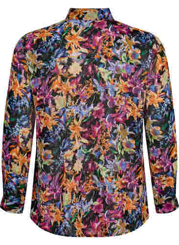 FLASH - Långärmad skjorta med blommönster, Orange Pink Flower , Packshot image number 1