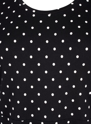 Enfärgad bomullsklänning med kort ärm, Black w. White Dot, Packshot image number 2