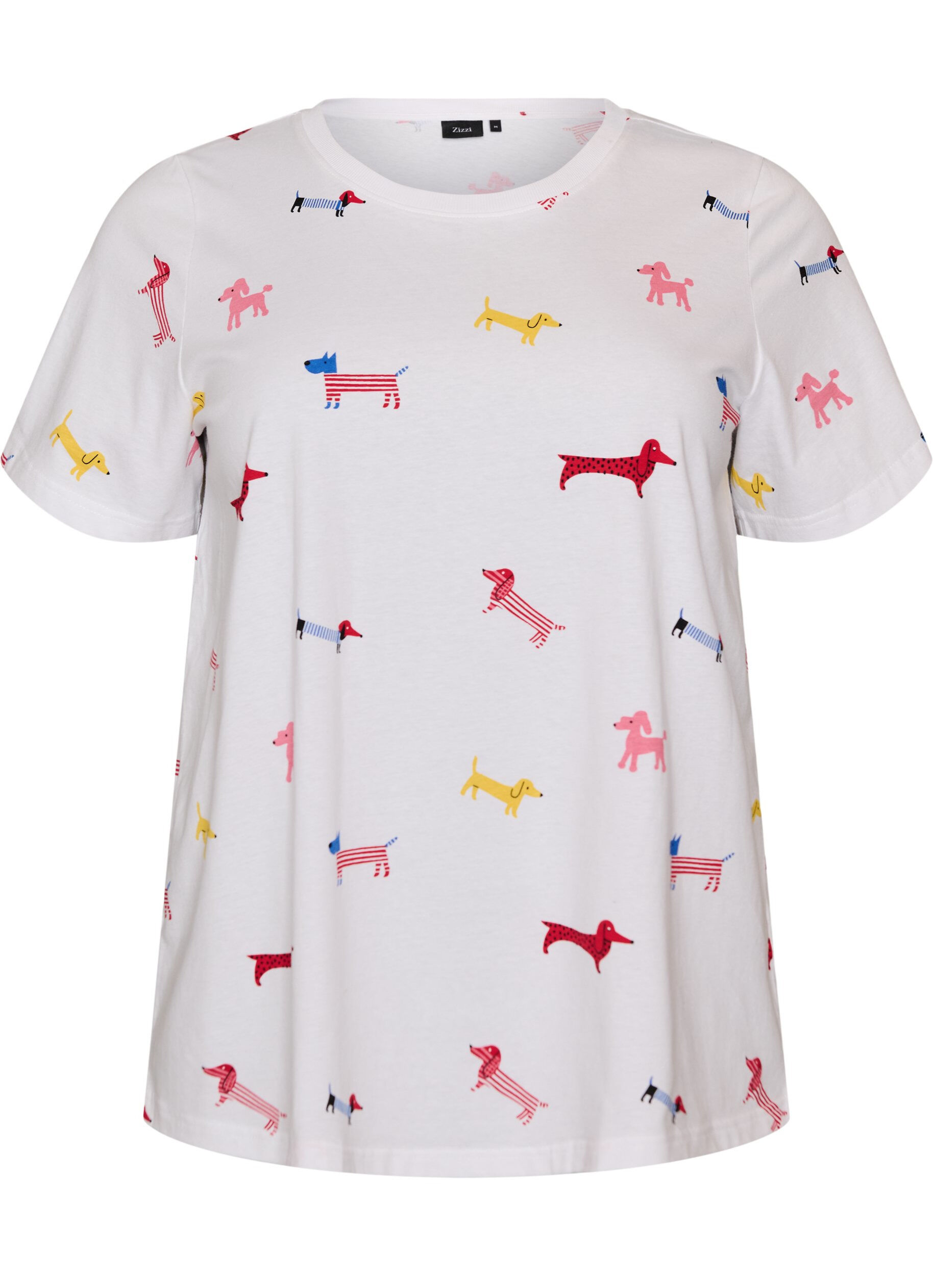 ZizziT-shirt i bomull med hundtryck, Vit, Packshot image number 0