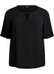 Kort&auml;rmad blus i viskos, Svart, Packshot image number 0