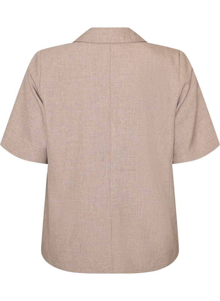 Kavaj med korta &auml;rmar och slag, Brun, Packshot image number 1