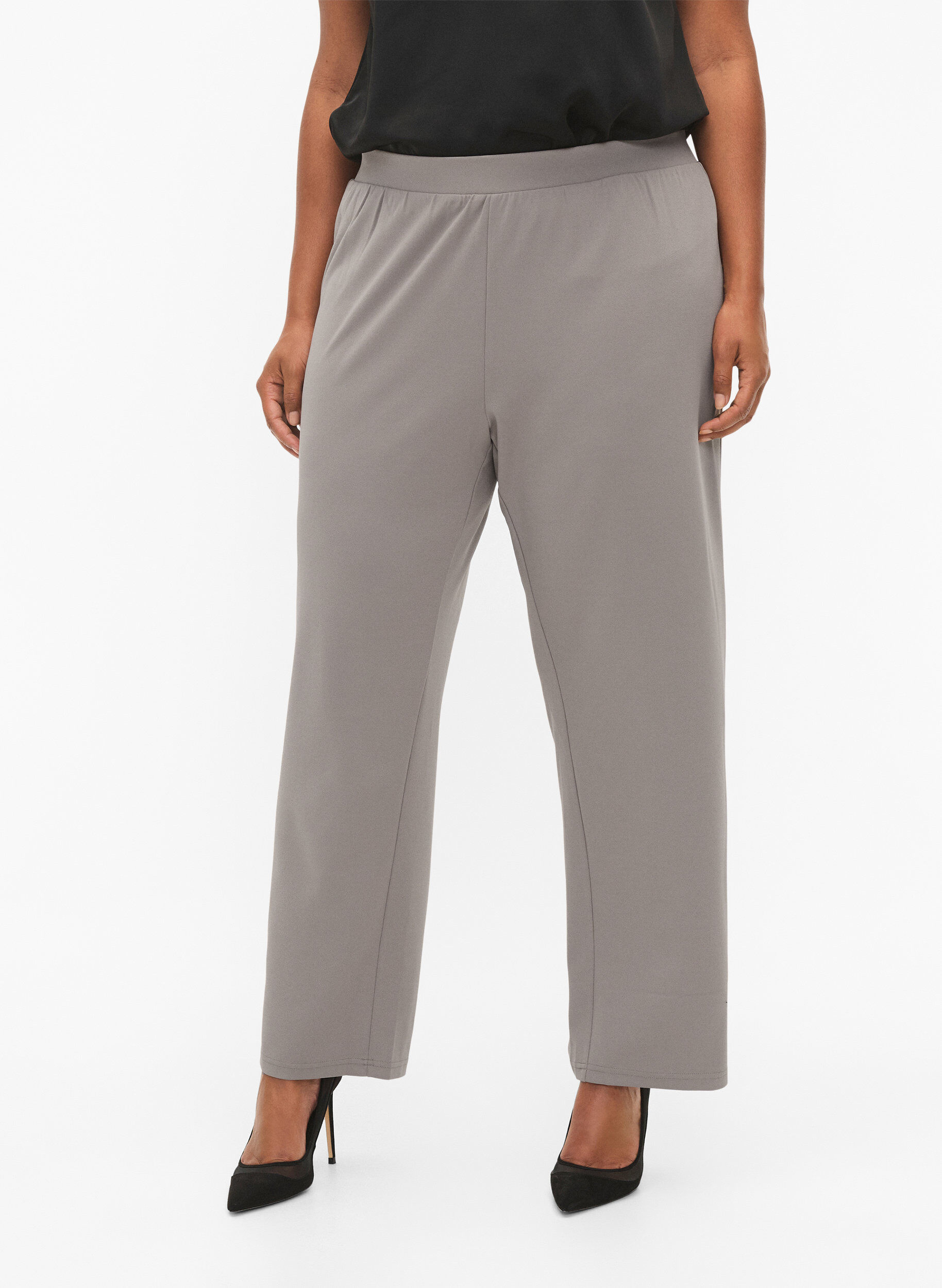 ZizziByxor med rak passform, Beige, Model image number 2