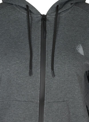 Sweat cardigan med blixtlås och luva, Dark Grey Melange, Packshot image number 2