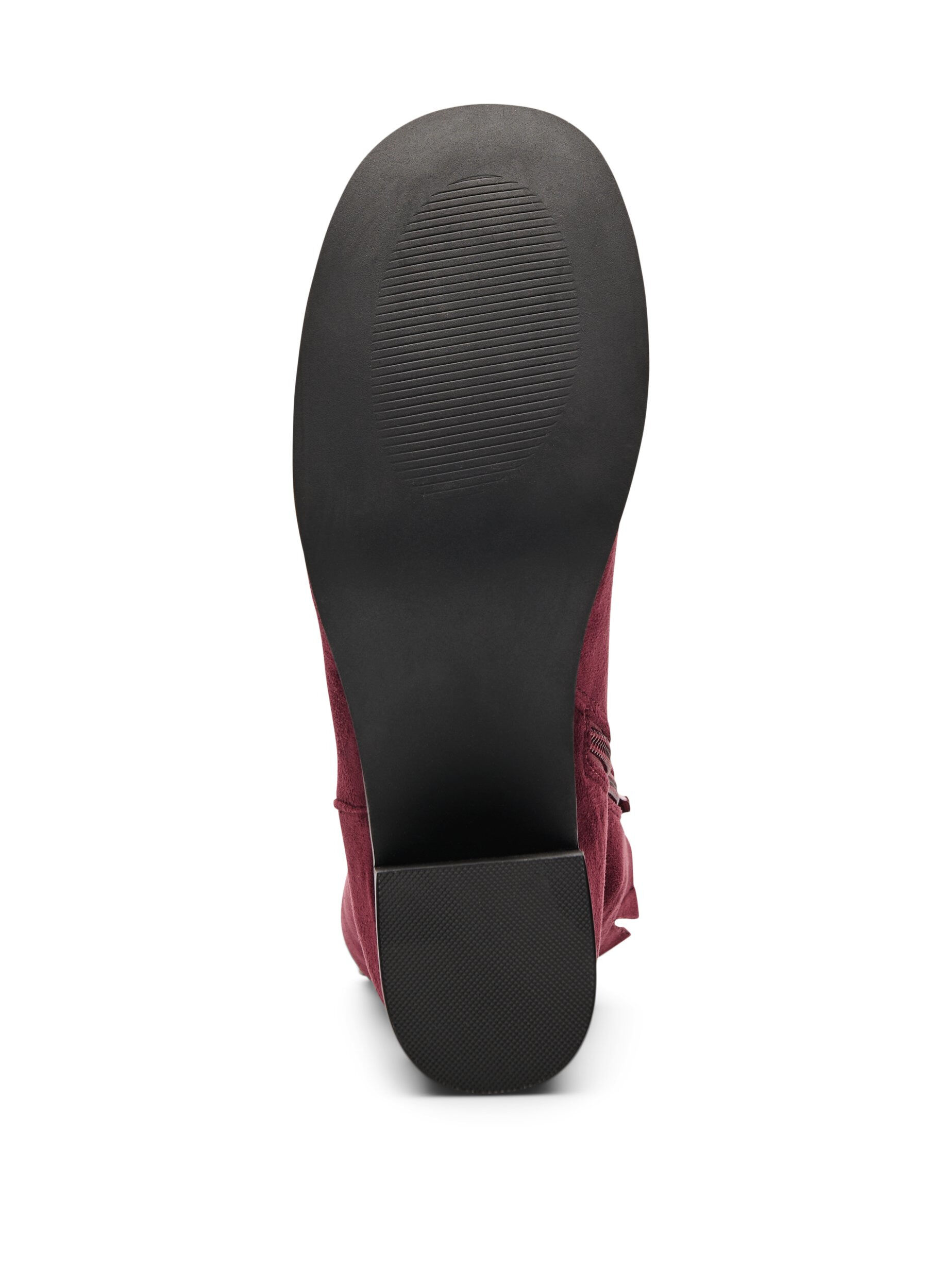 Zizzi Wide fit &ndash; Ankelst&ouml;vlar i imitationmocka med rund t&aring;, R&ouml;d, Packshot image number 3