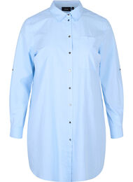Lång bomullsskjorta med krage och knappar, Chambray Blue