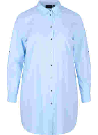 Lång bomullsskjorta med krage och knappar