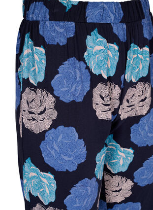 Pyjamasbyxor med blommigt mönster i bomull, Blue Flower, Packshot image number 2