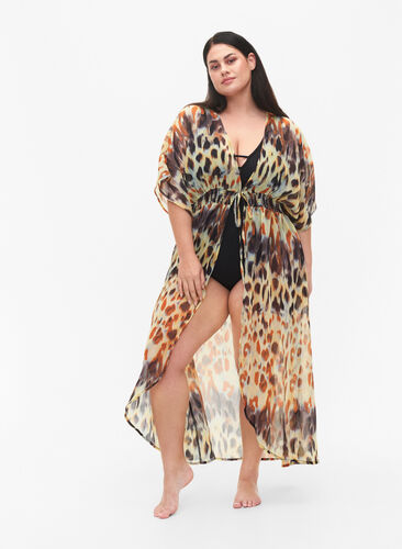 Strandkimono med tryck, Abstract Leopard, Model image number 0