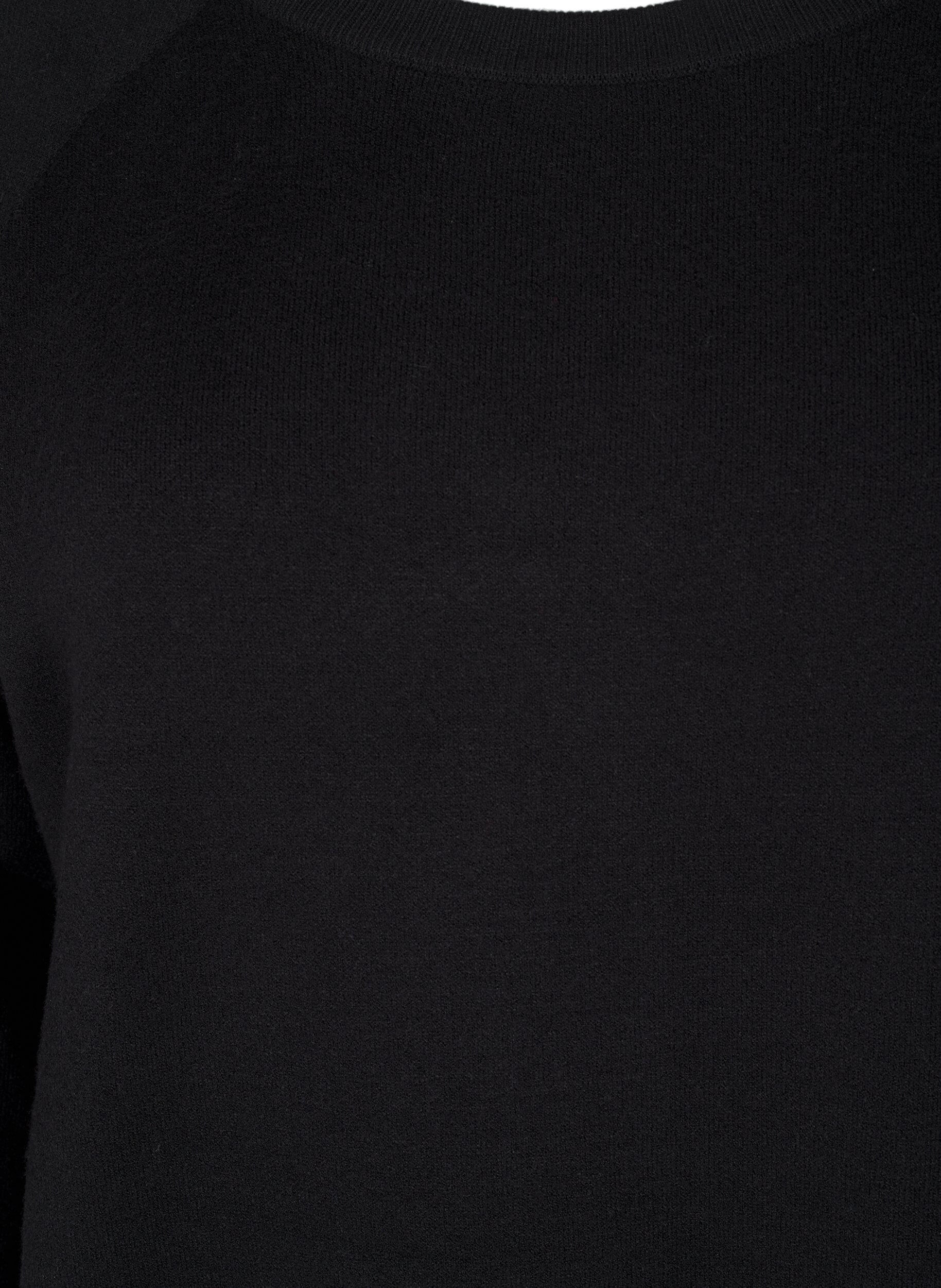 Zizzi Stickad kl&auml;nning med rund halsringning och slits, Svart, Packshot image number 2