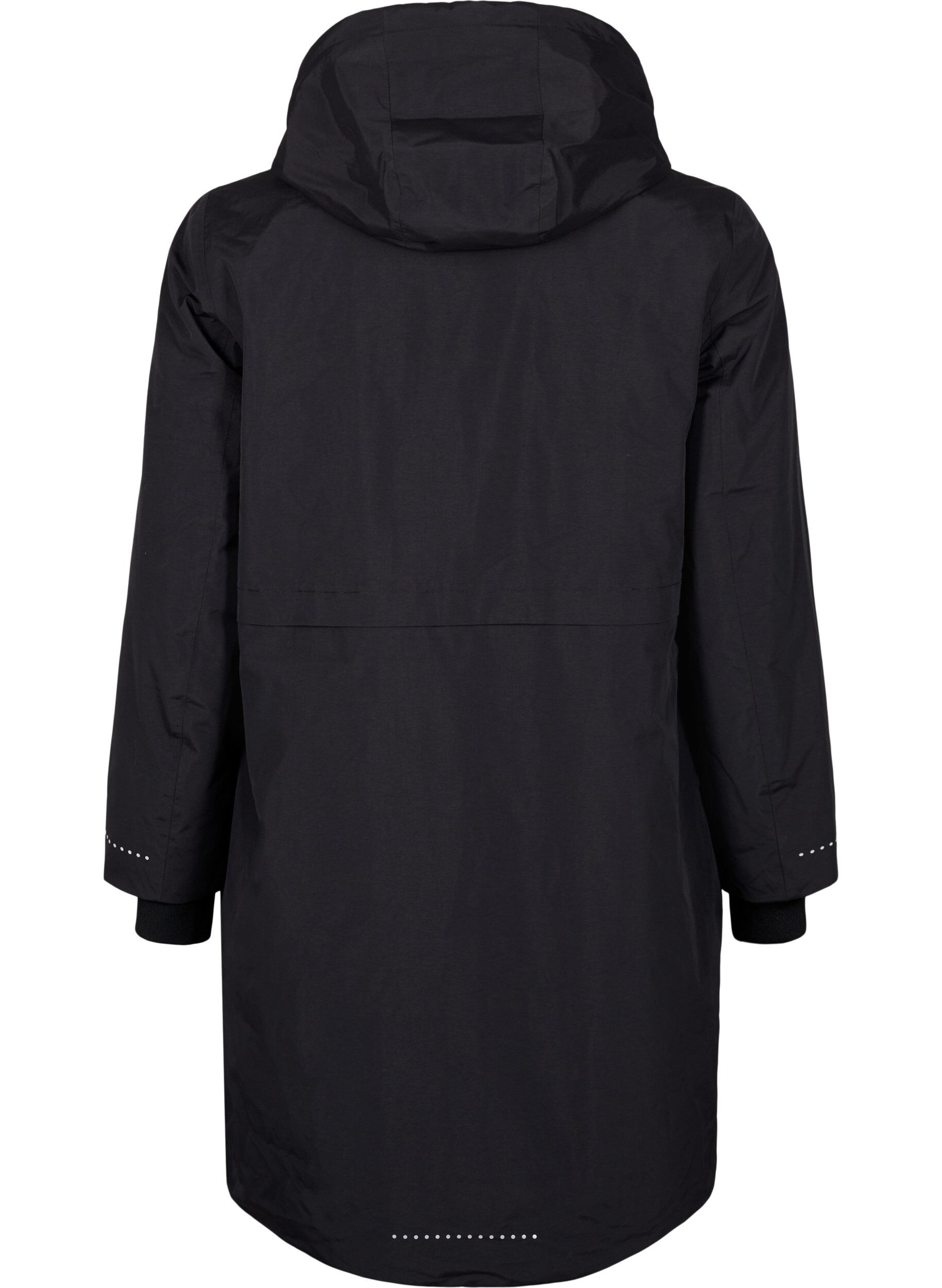 Zizzi Funktionell parkas med reflexdetaljer, Black, Packshot image number 1
