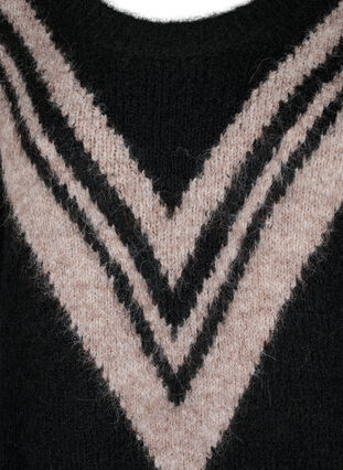 Stickad tröja med randig detalj, Black Comb, Packshot image number 2